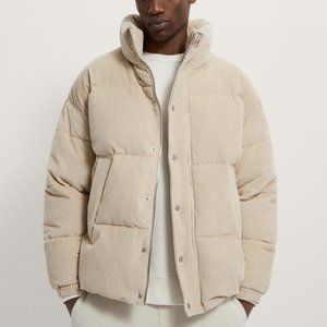 Zara Cream Corduroy Down Puffer Jacket 